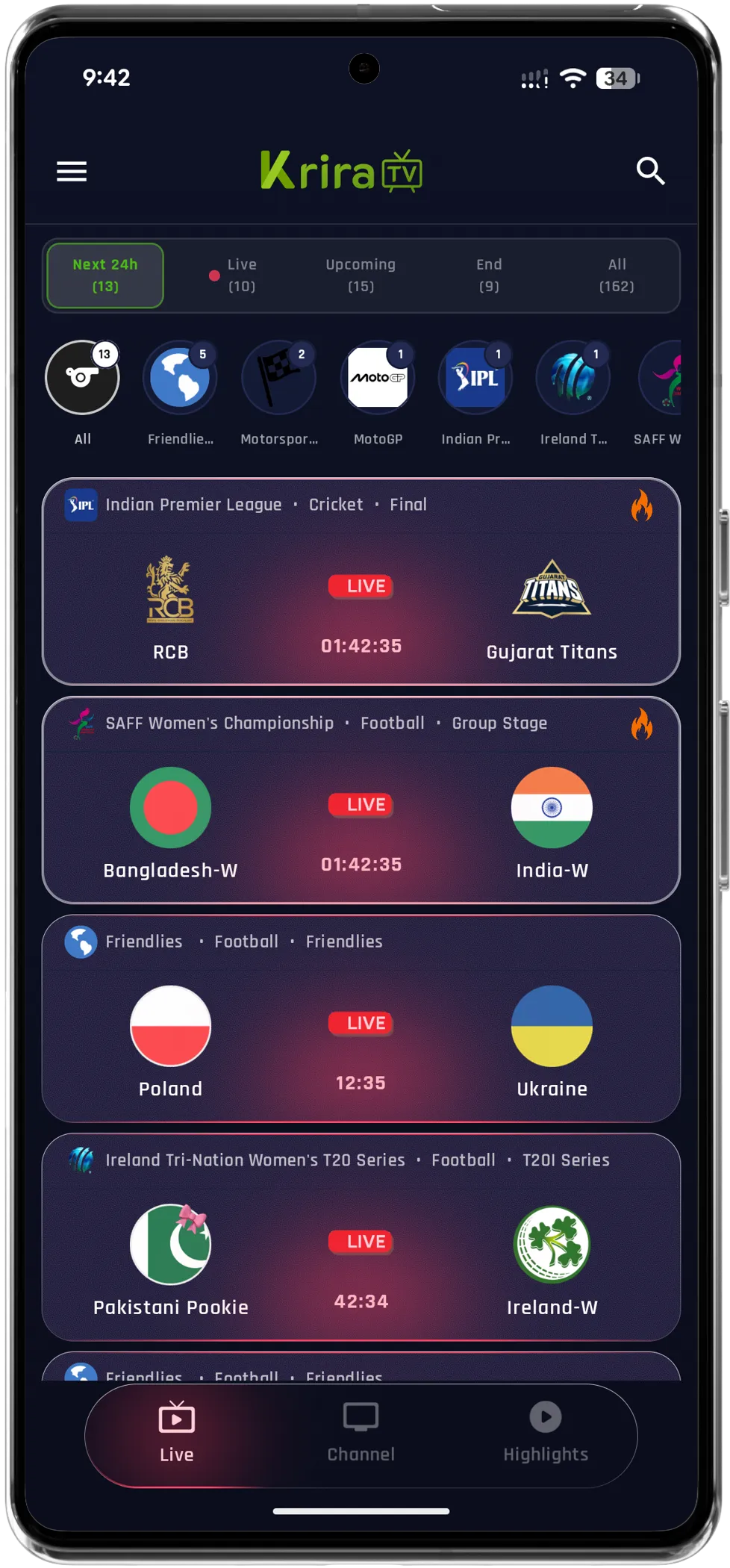 Krira TV app